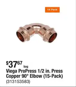 The Home Depot Viega ProPress 1/2 in. Press Copper 90° Elbow (15-Pack) offer