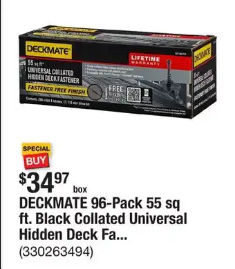 The Home Depot DECKMATE 96-Pack 55 sq ft. Black Collated Universal Hidden Deck Fasteners for Grooved Decking offer