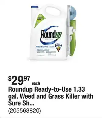 The Home Depot Roundup Ready-to-Use 1.33 gal. Weed and Grass Killer with Sure Shot Wand offer