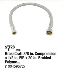 The Home Depot BrassCraft 3/8 in. Compression x 1/2 in. FIP x 20 in. Braided Polymer Faucet Supply Line offer