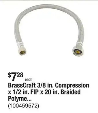 The Home Depot BrassCraft 3/8 in. Compression x 1/2 in. FIP x 20 in. Braided Polymer Faucet Supply Line offer