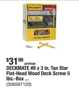 The Home Depot DECKMATE #9 x 3 in. Tan Star Flat-Head Wood Deck Screw 5 lbs.-Box (365-Piece) offer