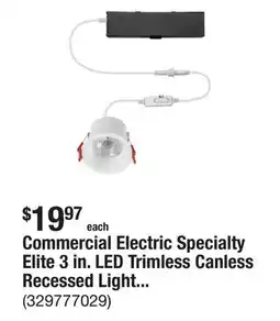 The Home Depot Commercial Electric Specialty Elite 3 in. LED Trimless Canless Recessed Light, Adjustable CCT offer