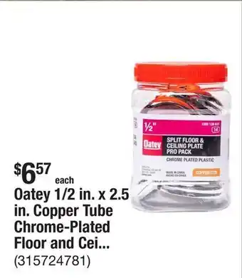 The Home Depot Oatey 1/2 in. x 2.5 in. Copper Tube Chrome-Plated Floor and Ceiling Plate (20-Pack) offer