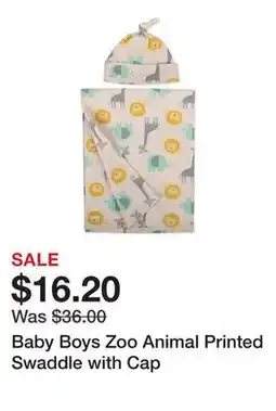 Belk Baby Boys Zoo Animal Printed Swaddle with Cap offer