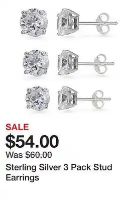 Belk Sterling Silver 3 Pack Stud Earrings offer