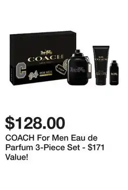 Belk COACH For Men Eau de Parfum 3-Piece Set - $171 Value! offer