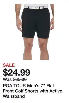 Belk PGA TOUR Men's 7 Flat Front Golf Shorts with Active Waistband offer