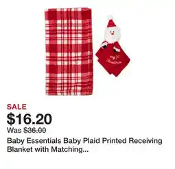 Belk Baby Essentials Baby Plaid Printed Receiving Blanket with Matching Security Blanket offer
