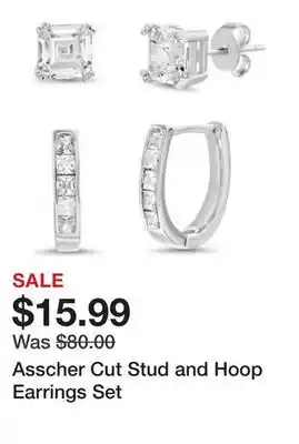 Belk Asscher Cut Stud and Hoop Earrings Set offer