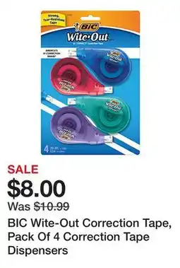 Office Depot BIC Wite-Out Correction Tape, Pack Of 4 Correction Tape Dispensers offer