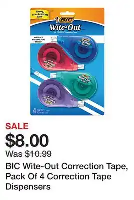 Office Depot BIC Wite-Out Correction Tape, Pack Of 4 Correction Tape Dispensers offer