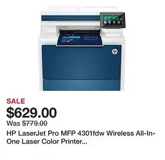 Office Depot HP LaserJet Pro MFP 4301fdw Wireless All-In-One Laser Color Printer (4RA82F) offer