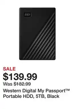 Office Depot Western Digital My Passport Portable HDD, 5TB, Black offer