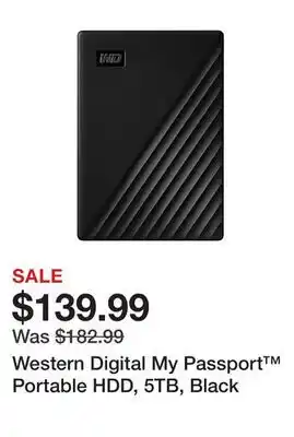 Office Depot Western Digital My Passport Portable HDD, 5TB, Black offer