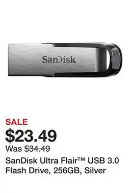 Office Depot SanDisk Ultra Flair USB 3.0 Flash Drive, 256GB, Silver offer