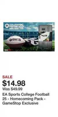 Game Stop EA Sports College Football 25 - Homecoming Pack - GameStop Exclusive offer