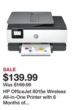 Office Depot HP OfficeJet 8015e Wireless All-in-One Printer with 6 Months of Free Instant Ink with HP+ (228F5A) offer