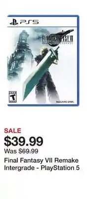 Game Stop Final Fantasy VII Remake Intergrade - PlayStation 5 offer