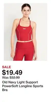 Old Navy Old Navy Light Support PowerSoft Longline Sports Bra offer