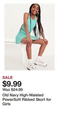 Old Navy Old Navy High-Waisted PowerSoft Ribbed Skort for Girls offer