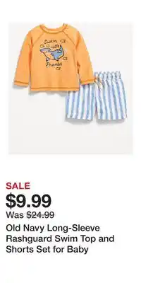 Old Navy Old Navy Long-Sleeve Rashguard Swim Top and Shorts Set for Baby offer
