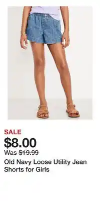 Old Navy Old Navy Loose Utility Jean Shorts for Girls offer