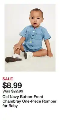 Old Navy Old Navy Button-Front Chambray One-Piece Romper for Baby offer