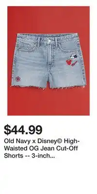 Old Navy Old Navy x Disney High-Waisted OG Jean Cut-Off Shorts -- 3-inch inseam offer