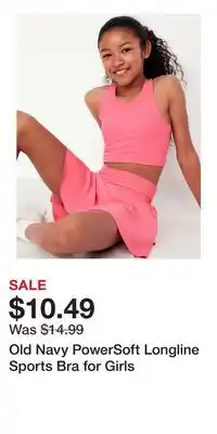 Old Navy Old Navy PowerSoft Longline Sports Bra for Girls offer