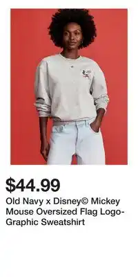 Old Navy Old Navy x Disney Mickey Mouse Oversized Flag Logo-Graphic Sweatshirt offer