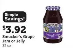 Fareway Smucker's grape jam or jelly offer