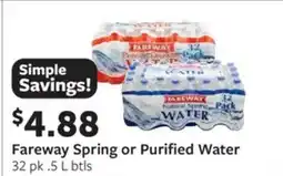 Fareway Fareway spring or purified water offer