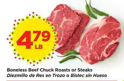 Food 4 Less Boneless Beef Chuck Roasts or Steaks offer