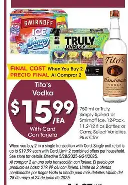 Ralphs Tito's Vodka offer