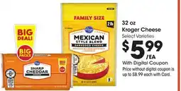 Ralphs 32 oz Kroger Cheese offer