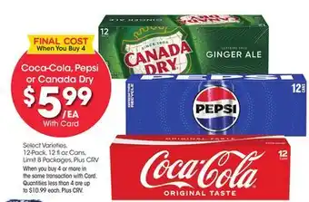 Ralphs Coca-Cola, Pepsi or Canada Dry offer