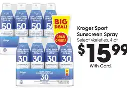 Ralphs Kroger Sport Sunscreen Spray offer