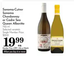 Pavilions Sonoma-Cutrer Sonoma Chardonnay or Cadre Sea Queen Albariño offer