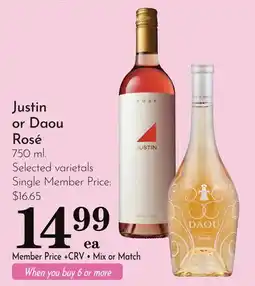 Pavilions Justin or Daou Rosé offer