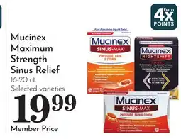 Pavilions Mucinex Maximum Strength Sinus Relief offer
