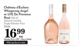 Pavilions Château d'Esclans Whispering Angel or LVE De Provence Rosé offer