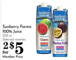 Pavilions Sunberry Farms 100% Juice offer