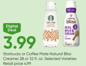 Stater Bros Starbucks or Coffee Mate Natural Bliss Creamer offer