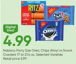 Stater Bros Nabisco Party Size Oreo, Chips Ahoy! or Snack Crackers offer