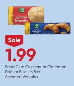 Stater Bros Food Club Crescent or Cinnamon Rolls or Biscuits offer