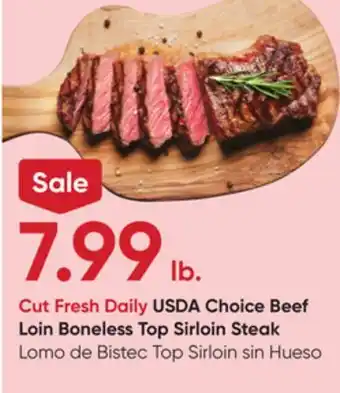 Stater Bros USDA Choice Beef Loin Boneless Top Sirloin Steak offer