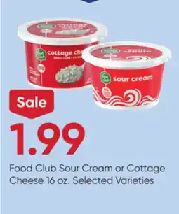 Stater Bros Food Club Sour Cream or Cottage Cheese offer