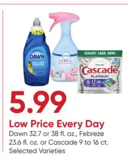 Stater Bros Dawn 32.7 or 38 fl. oz., Febreze 23.6 fl. oz. or Cascade 9 to 16 ct offer
