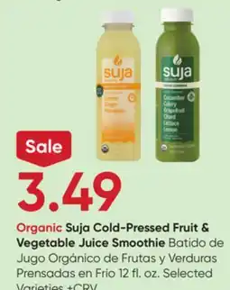 Stater Bros Organic Suja Cold-Pressed Fruit & Vegetable Juice Smoothie offer